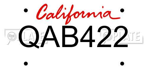 QAB422 California License Plate