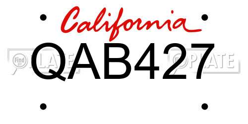 QAB427 California License Plate