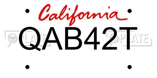 QAB42T California License Plate