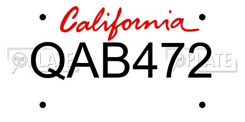 QAB472 California License Plate