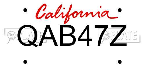 QAB47Z California License Plate