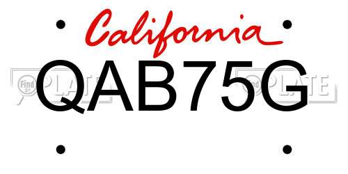 QAB75G California License Plate