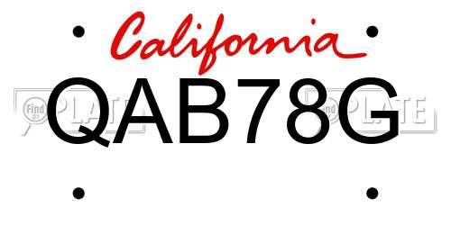 QAB78G California License Plate