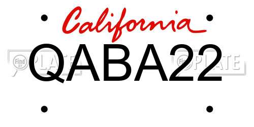 QABA22 California License Plate