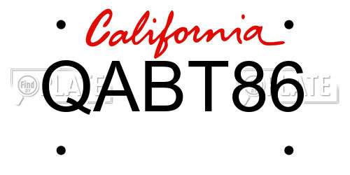 QABT86 California License Plate