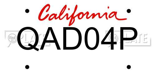 QAD04P California License Plate