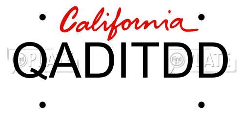 QADITDD California License Plate
