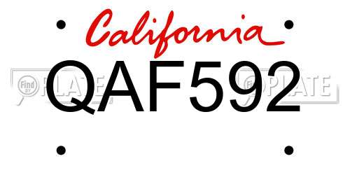 QAF592 California License Plate