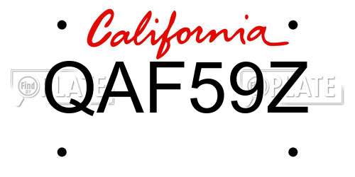 QAF59Z California License Plate