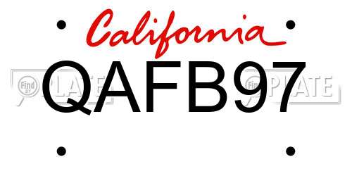 QAFB97 California License Plate