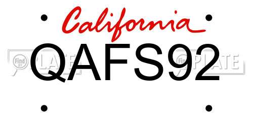 QAFS92 California License Plate