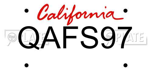 QAFS97 California License Plate