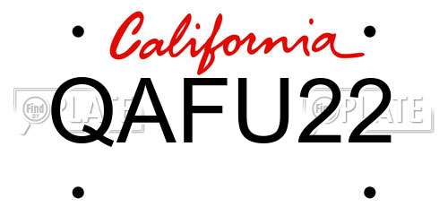 QAFU22 California License Plate