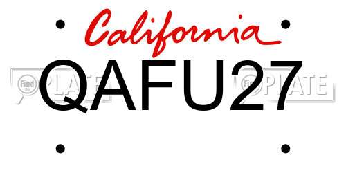 QAFU27 California License Plate