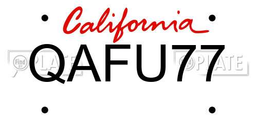 QAFU77 California License Plate