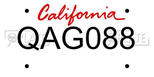 QAG088 California License Plate