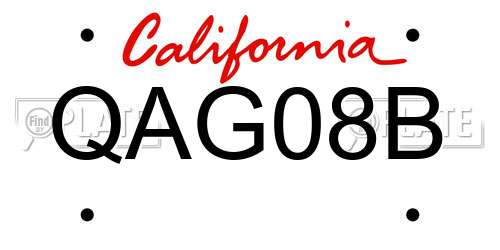 QAG08B California License Plate