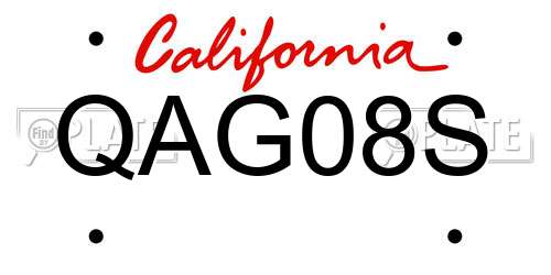 QAG08S California License Plate