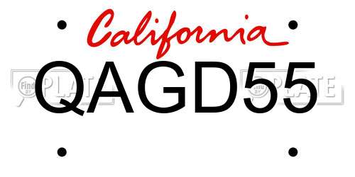 QAGD55 California License Plate