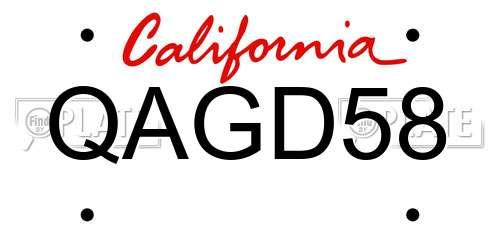 QAGD58 California License Plate