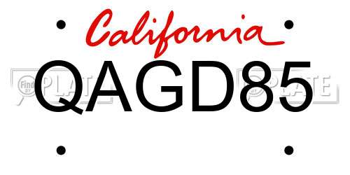 QAGD85 California License Plate