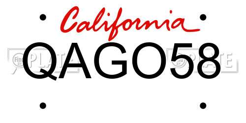 QAGO58 California License Plate