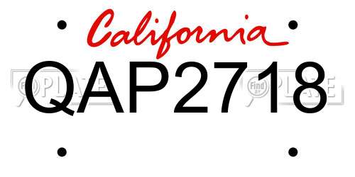 QAP2718 California License Plate