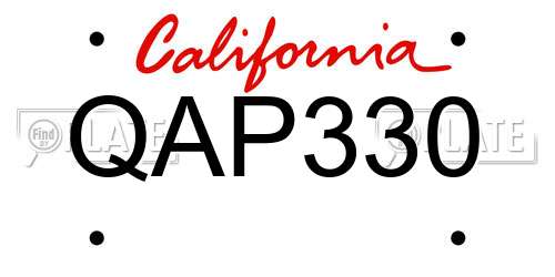 QAP330 California License Plate