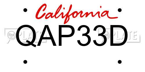 QAP33D California License Plate