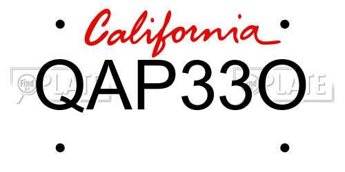 QAP33O California License Plate