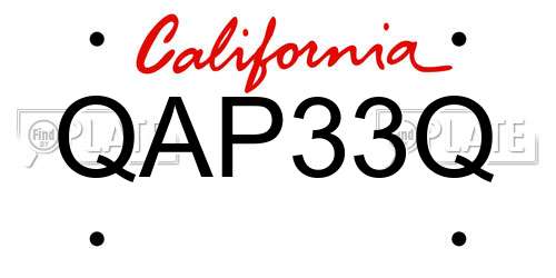 QAP33Q California License Plate