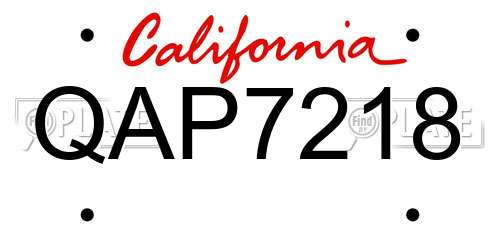 QAP7218 California License Plate