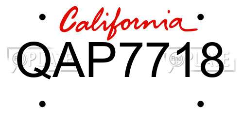 QAP7718 California License Plate