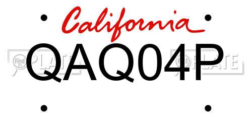 QAQ04P California License Plate