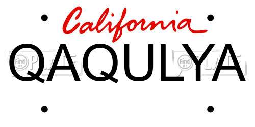 QAQULYA California License Plate
