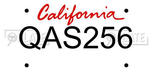 QAS256 California License Plate