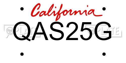 QAS25G California License Plate