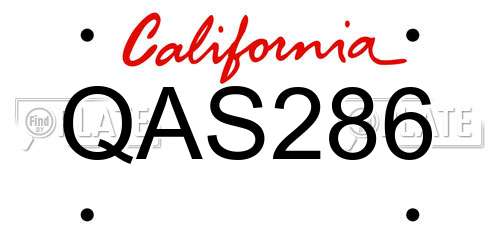 QAS286 California License Plate