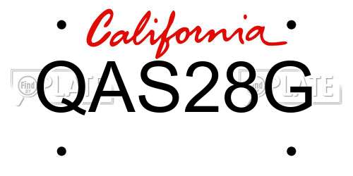 QAS28G California License Plate