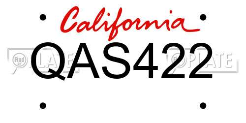 QAS422 California License Plate
