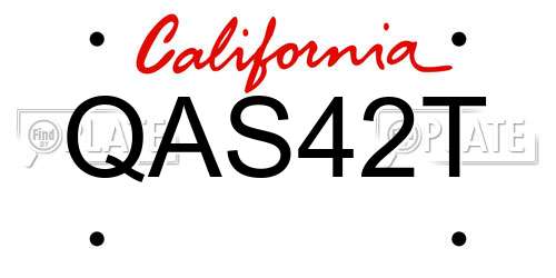 QAS42T California License Plate