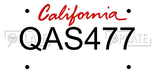 QAS477 California License Plate
