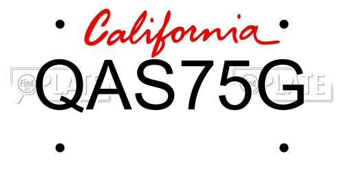 QAS75G California License Plate