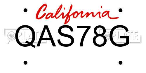 QAS78G California License Plate