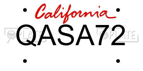 QASA72 California License Plate