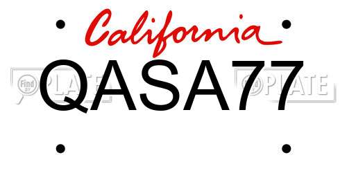 QASA77 California License Plate