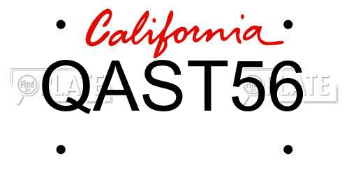 QAST56 California License Plate