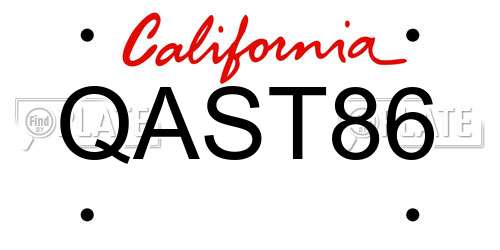 QAST86 California License Plate