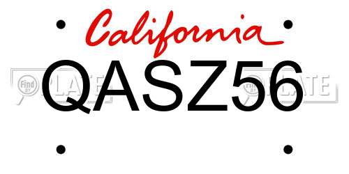 QASZ56 California License Plate