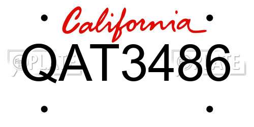 QAT3486 California License Plate